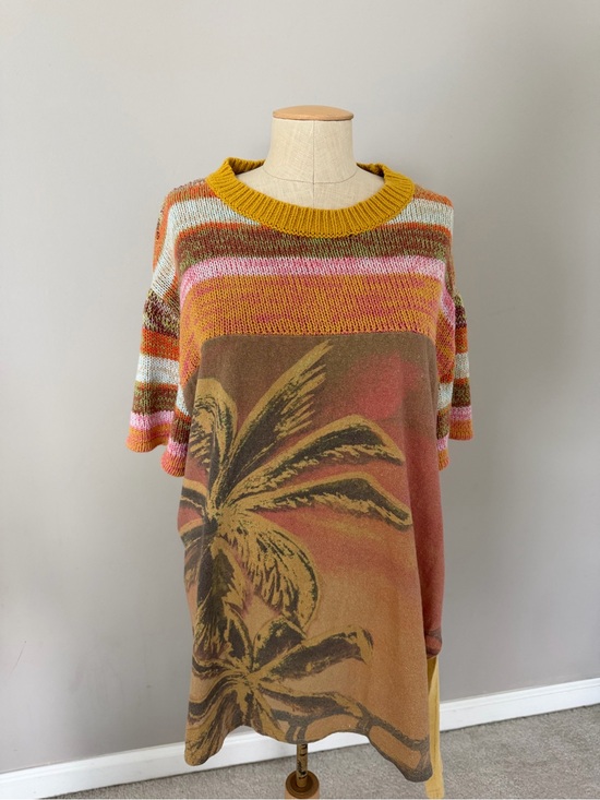 We The Free Sweaters - We The Free Free People Multicolor Palm-Print Knit Sweater - Mustard Accent